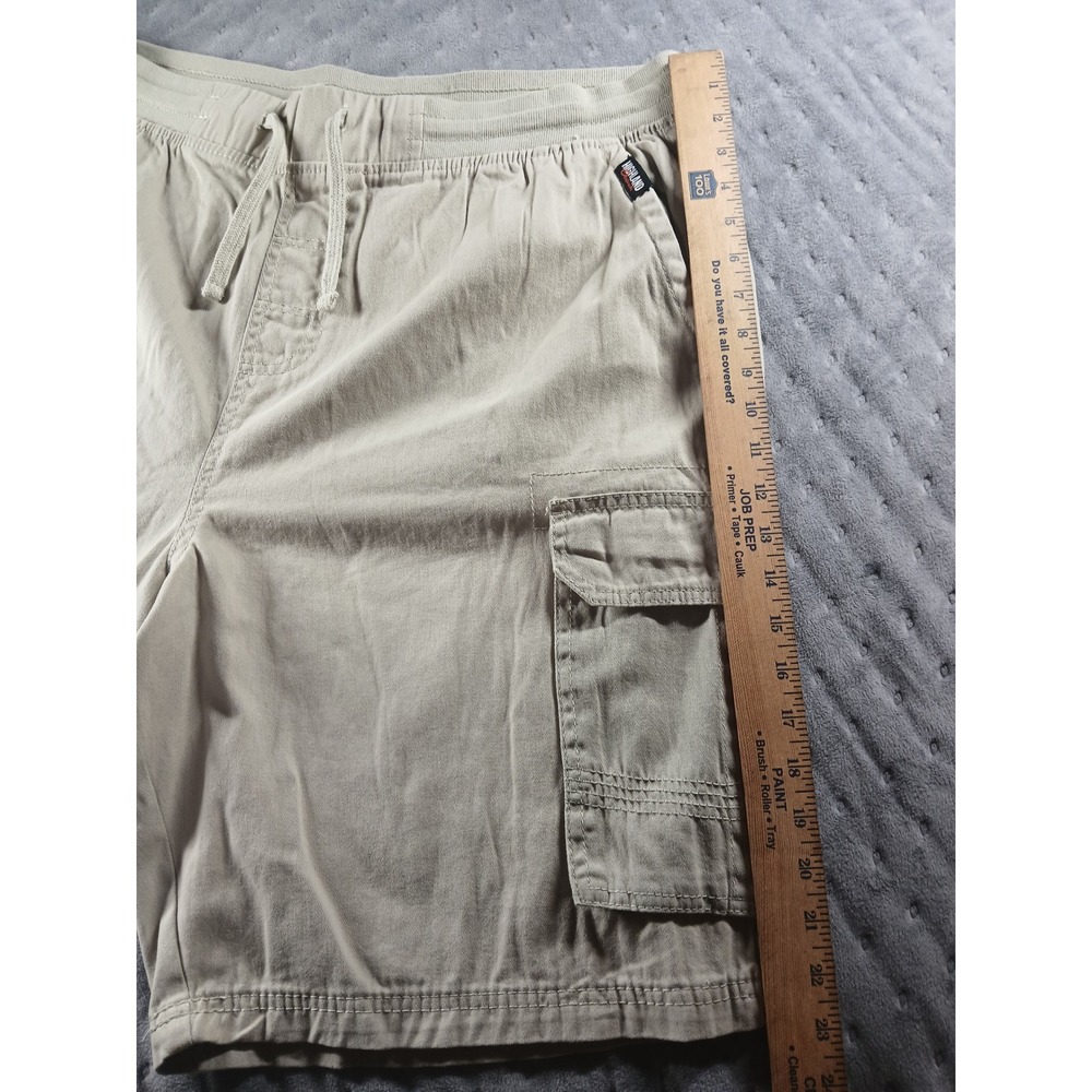 Highland Originals Mens 3X Cargo Shorts KhakiTan Cotton Elastic Waist Drawstring - Picture 3 of 8